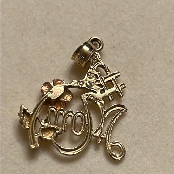 VINTAGE Black Hills 10K Two Tone Gold Pendant #1 Mom Rose Steam Hallmarked - Picture 2 of 5